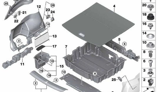 Compartiment de stockage en bas à droite OEM 51477427094 pour BMW Series 2 Grand Tourer (F46). BMW d'origine