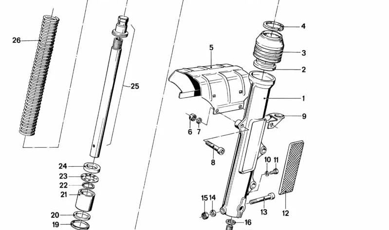 Soporte delantera suspensión OEM 31421236555 para BMW Motorrad R248. Original BMW.