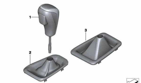 Funda de palanca de cambios en símil cuero OEM 25167595559 para BMW E84. Original BMW.