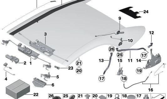 Kit de anclaje para cinta tensora OEM 54347311669 para BMW F12, F13, F06. Original BMW.