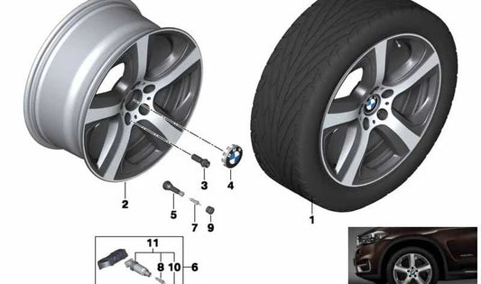 Left alloy wheel OEM 36116858902 for BMW F16 (X6). Original BMW.