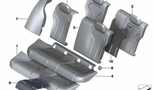 OEM 52208058496 Almofada do banco traseiro para BMW F80 e F80N. Parte original do banco traseiro básico. BMW original.