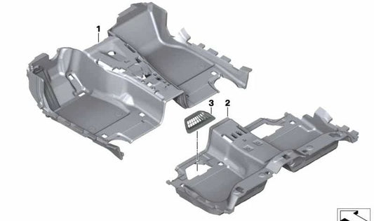 Tapa conducto aire trasero derecha OEM 51477990576 para BMW G11, G11N, G12, G12N. Color blanco humo. Original BMW.
