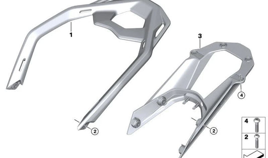 Parte inferior del puente portaequipajes OEM 46541542770 para motos BMW R 1300 GS y R 1300 RS. Original BMW Motorrad