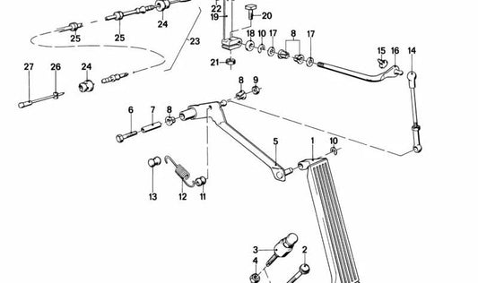 OEM -Beschleunigerkabel 35411154324 für BMW E28. Kompatibel mit Modellen mit dem rechten Lenkrad. Originaler BMW Ersatz.
