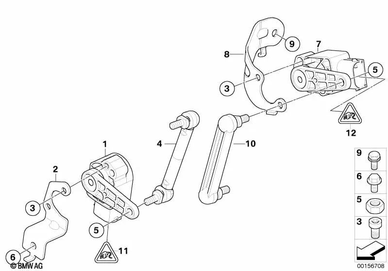Height Sensor for BMW E90, E90N, E91, E91N, E92, E92N, E84, E70, E70N, E71, E72 (OEM 37146853754). Genuine BMW