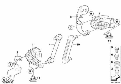 Height Sensor for BMW E90, E90N, E91, E91N, E92, E92N, E84, E70, E70N, E71, E72 (OEM 37146853754). Genuine BMW