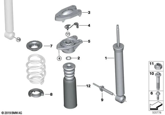 Additional shock absorber with rear protection tube for BMW F40, F44 (OEM 33506896988). Original BMW