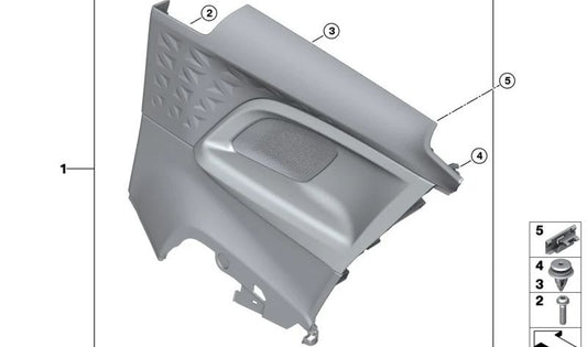 LEFT SIDE PANEL OEM 51425A32153 for BMW 2 G42 and G87 series. Inner piece in black. Original BMW.