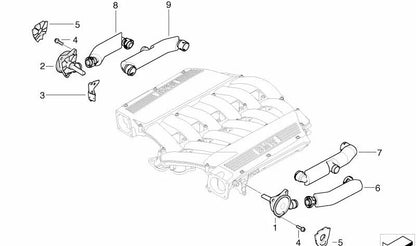 Tubo de ventilación derecho para BMW E65, E66 (OEM 11617549712). Original BMW