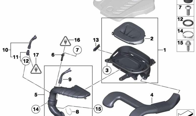 Conducto de admisión OEM 13717812058 para BMW X5 E70 y BMW X6 E71. Original BMW.