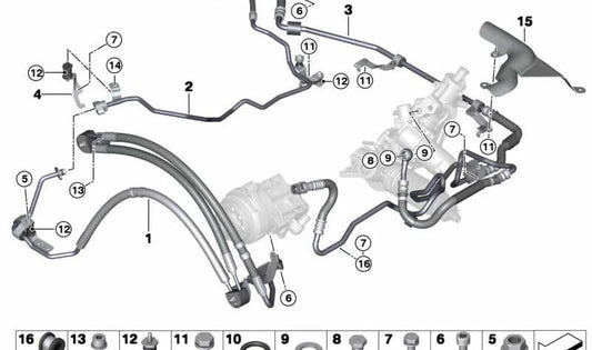 OEM 32416784710 assisted direction tube for BMW E70, E71, F15, F16. Original BMW.