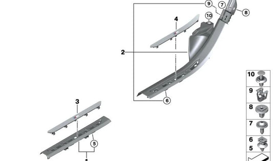 Embellose Right rear door entrance OEM 51478072244 for BMW G07 (X7), G09 (XM). Original BMW.