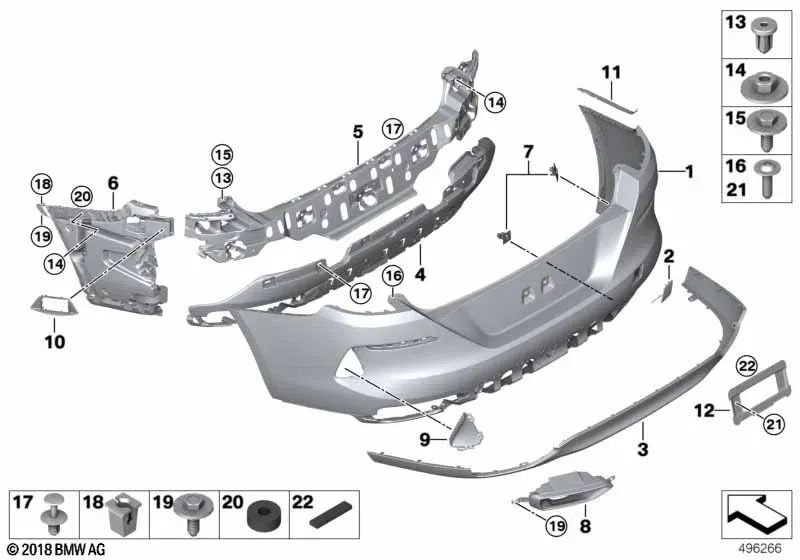 Rear lower spoiler for BMW G14, G15 8 Series (OEM 51127449722). Original BMW