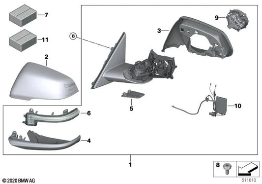 Heated left exterior mirror for BMW Z4 G29 (OEM 51168737423). Original BMW