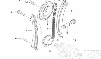 Piñón del cigüeñal OEM 11211485402 para MINI R50, R52, R53 (Cooper, One, 1.4i, 1.6i) con motores W10. Compatible con modelos de 2001 a 2008. Recambio original MINI.
