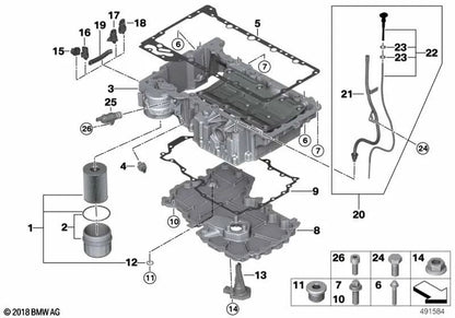 Tapón de cierre para BMW F07, F10, F11, F06, F12, F13, F01N, F02N (OEM 11137580714). Original BMW