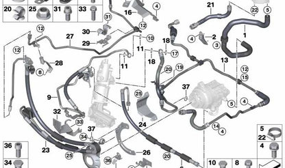 Tubo flessibile idraulico OEM 32416785921 per BMW X5 E70 (sistema di azionamento adattivo). BMW originale BMW. Compatibilità esclusiva con BMW X5 E70.