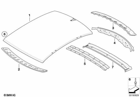 Dachaussenhaut para BMW 5 E60 Series, E60N (OEM 41317111362). BMW original