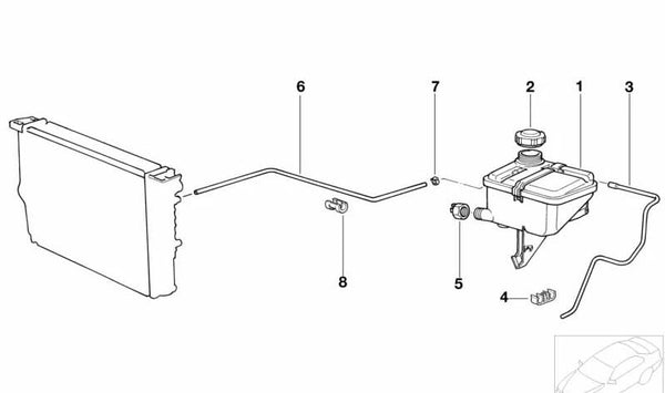 Manguito de refrigerante OEM 17111719201 para BMW E30, E36, E39, E38. Original BMW.