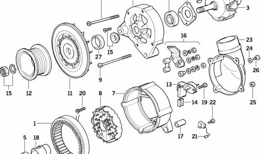Tornillo de cabeza redonda OEM 12311738148 para BMW E36, E34, 320i, 325i. Compatible con modelos con motor M50. Pieza original BMW. Ideal para fijación en el alternador u otras partes del motor.