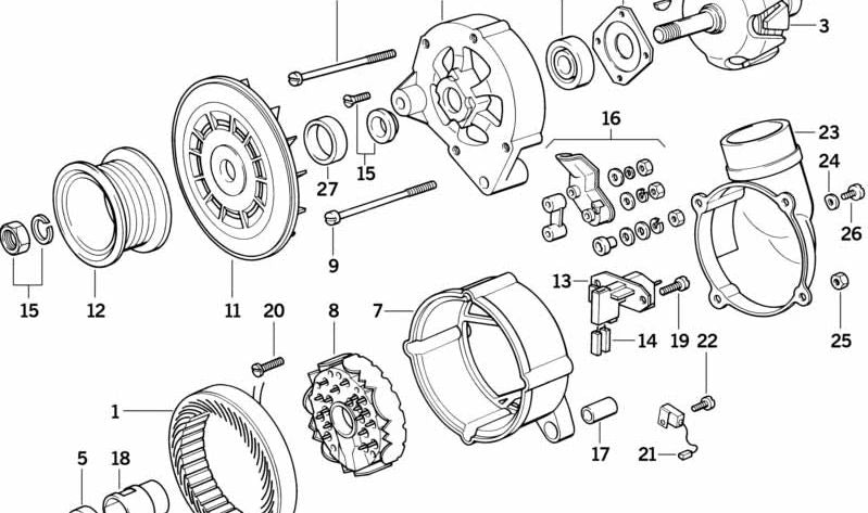 Roda do ventilador para BMW E36, E34, E32, E31 (OEM 12311730496). BMW original