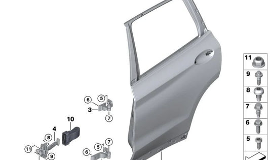 Porta posteriore inferiore posteriore OEM 41007495994 per BMW G01, F97, G02, F98. BMW originale.
