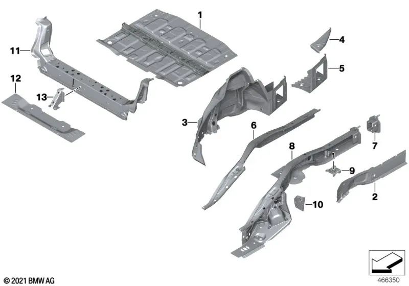 Extension du mur arrière gauche pour la série BMW 2 F46, F46N (OEM 41007437871). BMW d'origine
