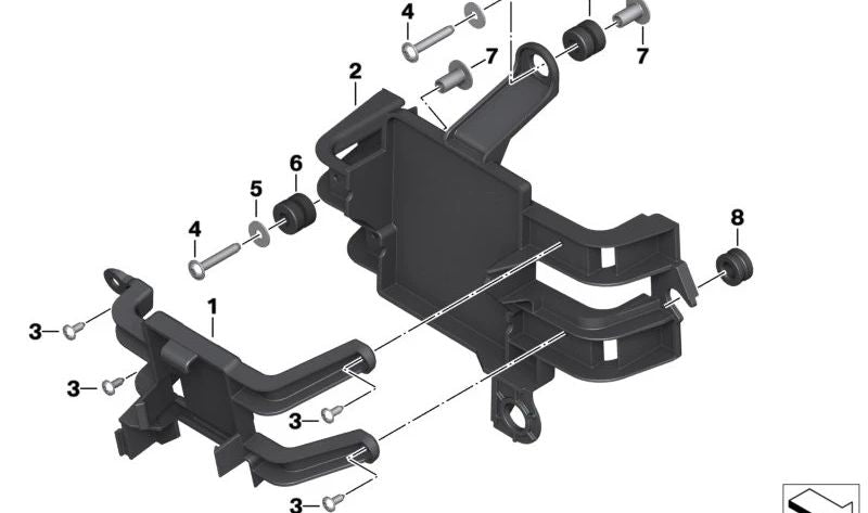 Soporte para centralita OEM 61351541307 para BMW Motorrad C 600 Sport, K 1600 GT, K 1600 GTL, R 1200 GS, R 1200 RT, S 1000 XR. Pieza original BMW Motorrad.