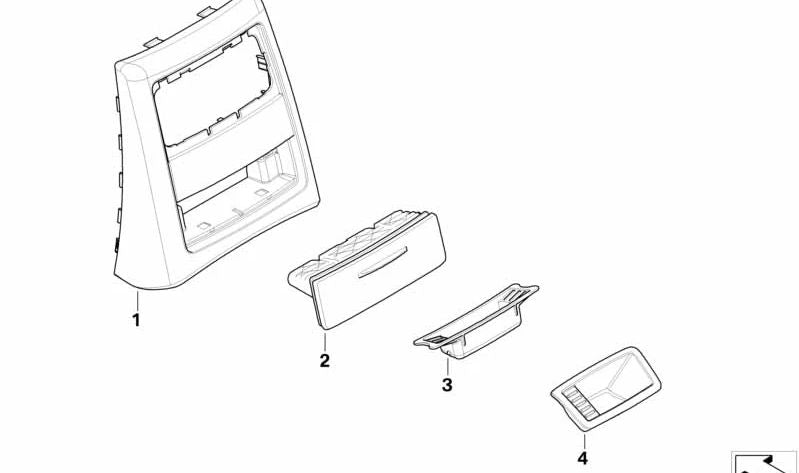 Cenicero trasero OEM 51167138526 para BMW Serie 3 E90, E90N, E91, E91N. Original BMW.