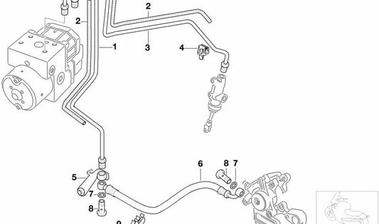 Tubo de freio posterior OEM 34327701782 Para motocicletas BMW G 650 Gs, G 650 Gs Sertão. BMW Motorrad original.