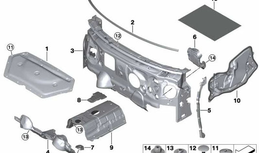Insonorización capó frontal OEM 51487356767 para MINI Clubman F54, F54 LCI. Original MINI.