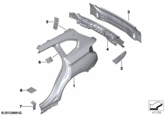 Rear right side panel extension for BMW X1 F48, F49 (OEM 41007437866). Original BMW.