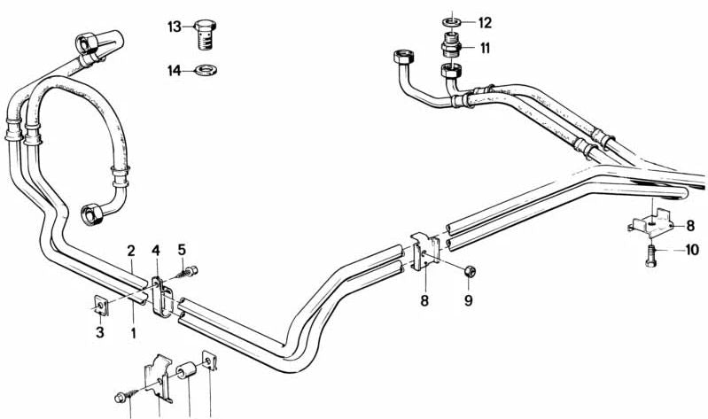 Tubo de refrigeración de aceite OEM 17221177681 para BMW E23. Original BMW.