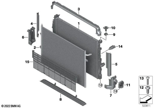 Framework del modulo in basso a destra per BMW U11, U12 (OEM 17119846989). BMW originale.
