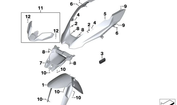 Cubierta superior de la rueda delantera OEM 46618560646 para motos BMW R 1200 GS, R 1250 GS (K50). Original BMW Motorrad.