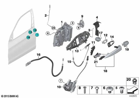 Adaptador do portador dianteiro direito para BMW F16, F86 (OEM 51217340376). BMW original.