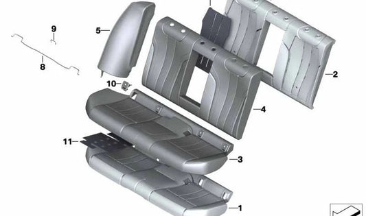 Fissaggio laterale in pelle destra per BMW F90 (OEM 52208071326). BMW originale