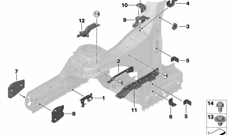 Soporte delantero izquierdo OEM 41007374527 para MINI F55, F56, F57, F65, F66, F67. Pieza de absorción de golpes delantero original MINI.