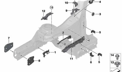 Soporte delantero izquierdo OEM 41007374527 para MINI F55, F56, F57, F65, F66, F67. Pieza de absorción de golpes delantero original MINI.