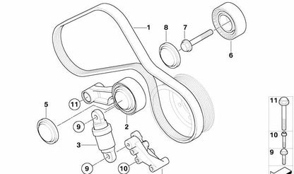 Tensioner with Lever for BMW E90, E92, E93 (OEM 11287838196). Genuine BMW.