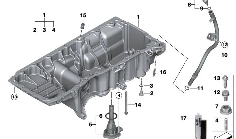 Vareta de nível de óleo para BMW Série 3 G20, G21, Série 4 G22, G23, G26, Série 5 G30N, G31N, Série 6 G32N, Série 7 G11N, G12N, Série 8 G14, G15, G16, X3 G01, X4 G02, X5 G05, X6 G06, X7 G07 (OEM 11438490292). BMW original