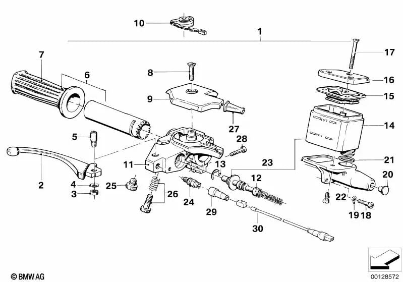 Unidad de empuñadura derecha para BMW R248 (OEM 32722302363). Original BMW.