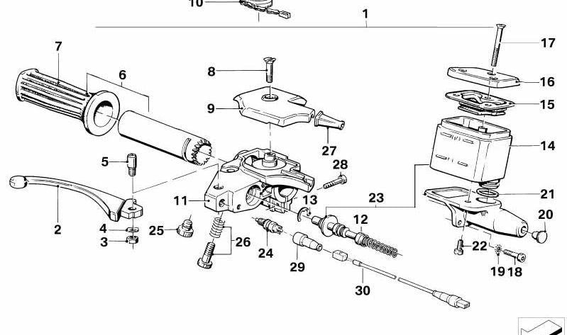 Right handgrip OEM 32722310746 for BMW Motorrad (Fit models: R1200GS, R1200RT, K1200GT, F800GS, F700GS, F650GS, S1000XR). Original BMW.