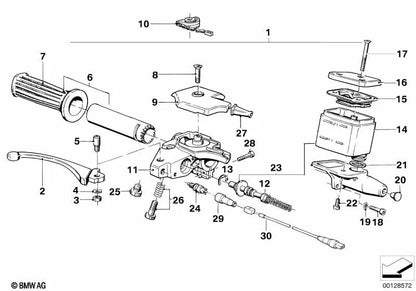 Unidad de empuñadura derecha para BMW R248 (OEM 32722302368). Original BMW.