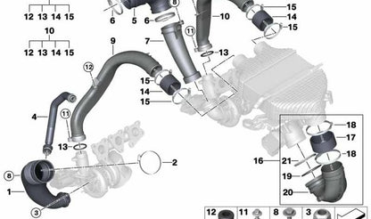 Conducto aire de admisión cilindros 4-6 OEM 11617846246 para BMW F87 M2, F80 M3, F82 M4 (versiones con motor S55). Original BMW.