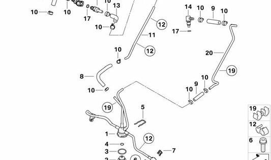Distribuidor de combustible OEM 13537703180 para motos BMW R1200RT, R900RT. Original BMW Motorrad.