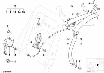Mecanismo de acoplamiento derecho OEM 52109113982 para BMW E46, E93, Phantom Drophead... y más. Original BMW.