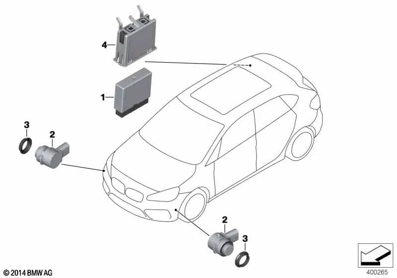 Sensor ultrasónico color gris rascacielos para BMW X2 F39 (OEM 66209824546). Original BMW