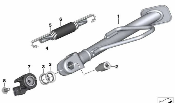 Pata de cabra lateral (soporte) OEM 46538558220 para BMW Motorrad C 400 GT (CK08) y C 400 X (CK09) de 2018 a 2024. Original BMW Motorrad.